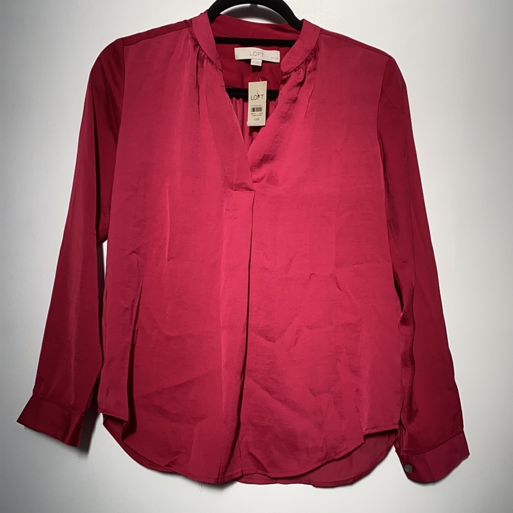 Loft Fuchsia XSP Long Sleeve Blouse (NWT)